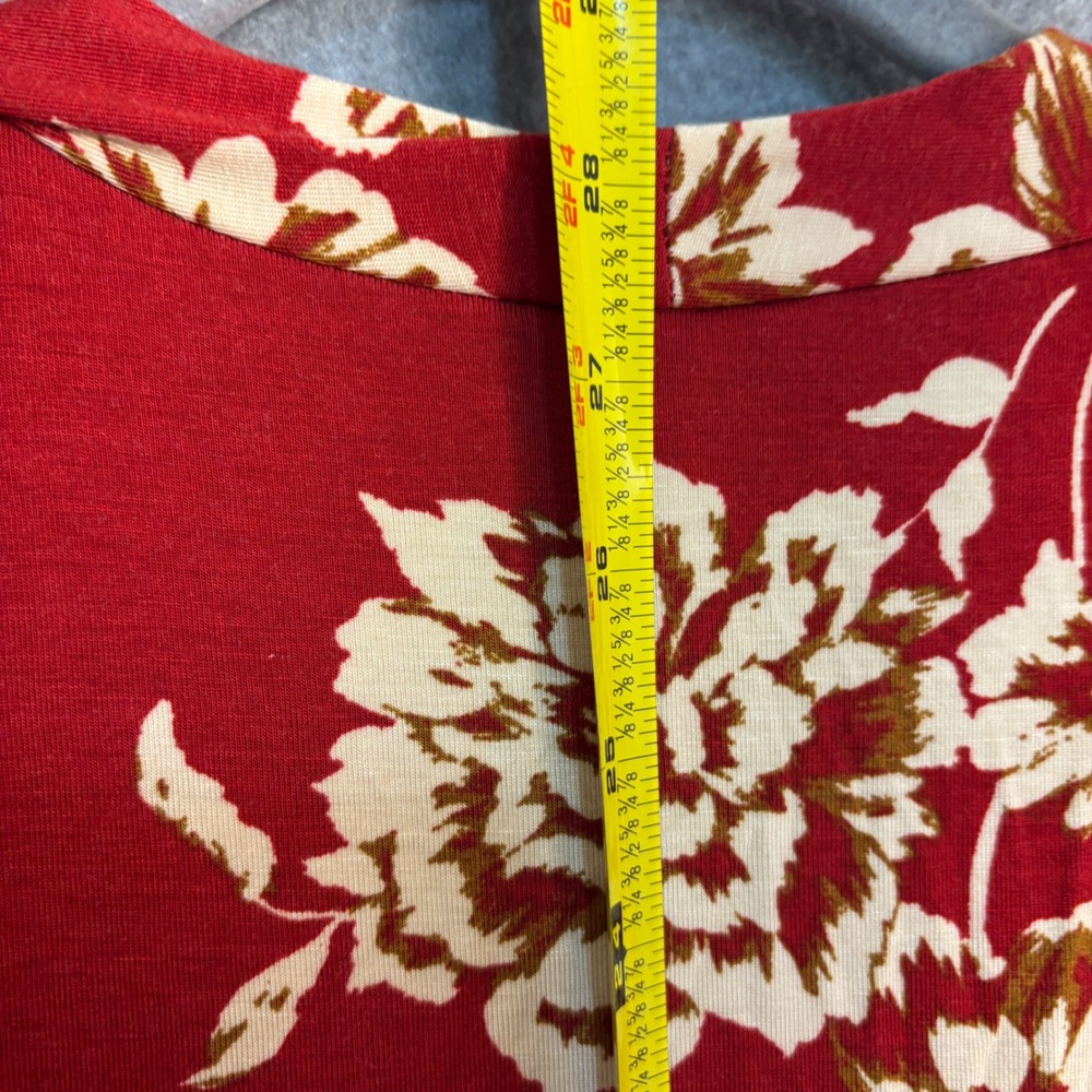 Aeropostale Floral Surplice Bodysuit Women's Medium Red Rayon Long Sleeve Boho - Picture 4 of 8